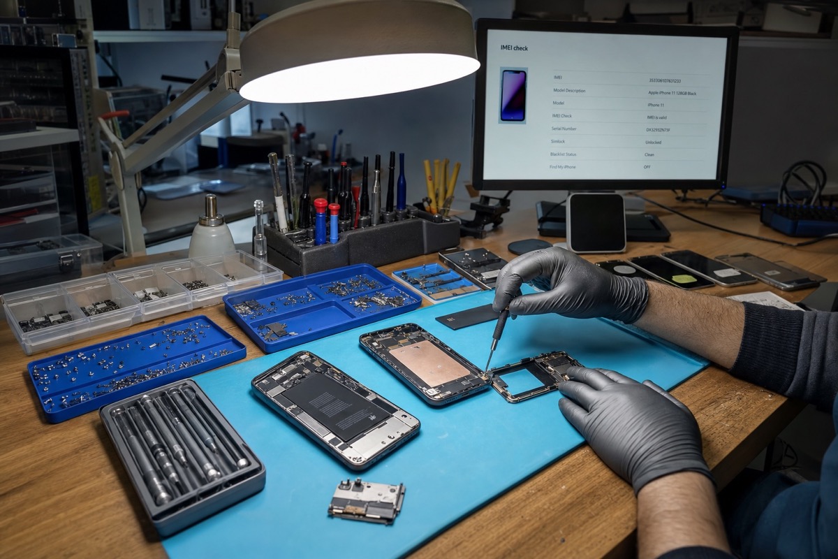Photo illustration: IMEI Checker for Refurbish Businesses