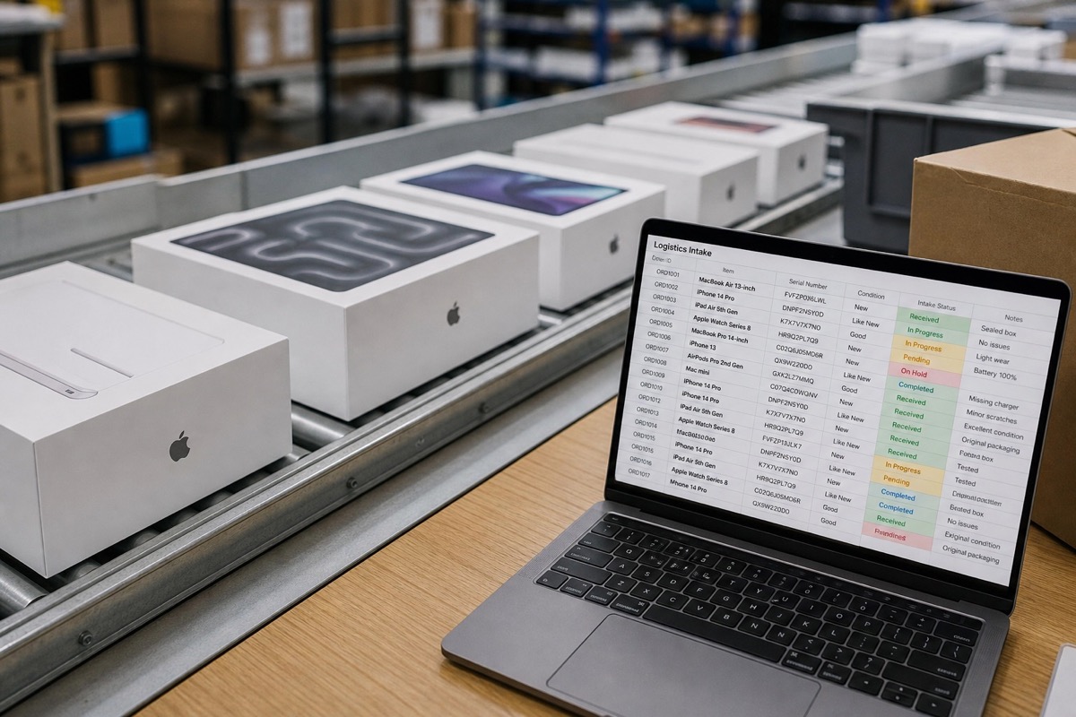 Photo illustration: Check Multiple Apple Serial Numbers with Excel: A Stock-Intake Workflow