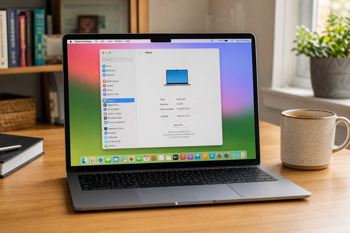Photo illustration: How to Check a MacBook Serial Number, Model, Warranty, and Purchase Date