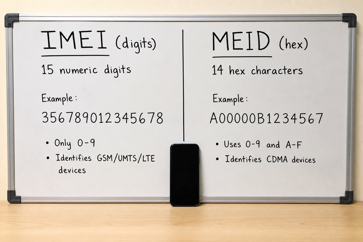 Comparison illustration: IMEI vs MEID: Which Code Should You Use?